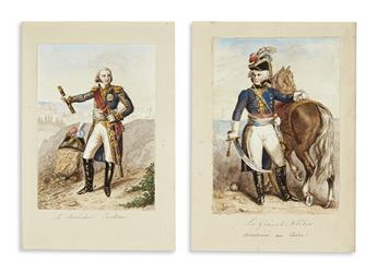 (NAPOLEONIC WATERCOLORS.) Group of 55 nineteenth century watercolors designed to illustrate the life and deeds of Napoleon Bonaparte.